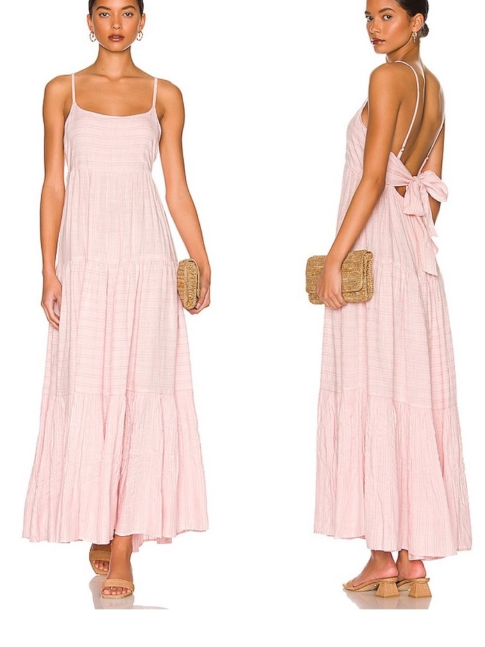 L*SPACE Santorini Light Pink Tie-Back Maxi Dress - Picture 1 of 8